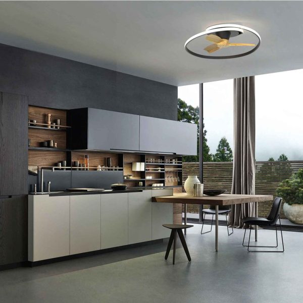 Ανεμιστήρας Οροφής Ocean Με Φωτισμό Led 60W (Motor 30W) Μαύρο-Ξύλο,2700-4000-5000K,d78h22cm(8236) - Image 3