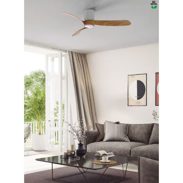 Ανεμιστήρας Οροφής Nemo M Με Φωτισμό Led 24W (Motor 32W) Ξύλο-Λευκό,2700-4000-5000K,d122h25cm(9048) - Image 2
