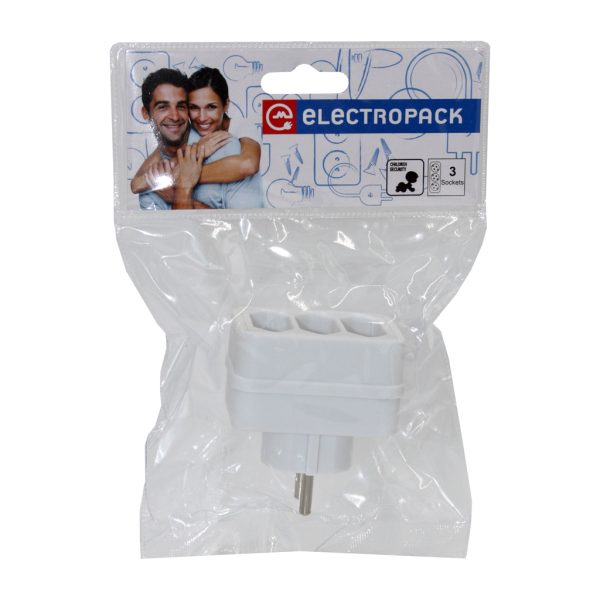 Adaptor 3x2.5A 250V with children protection,white,PVC bag packing - Image 2