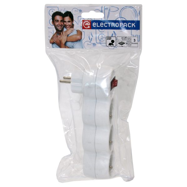 Adaptor 3x16A with switch & children protection,White,PVC packing - Image 2