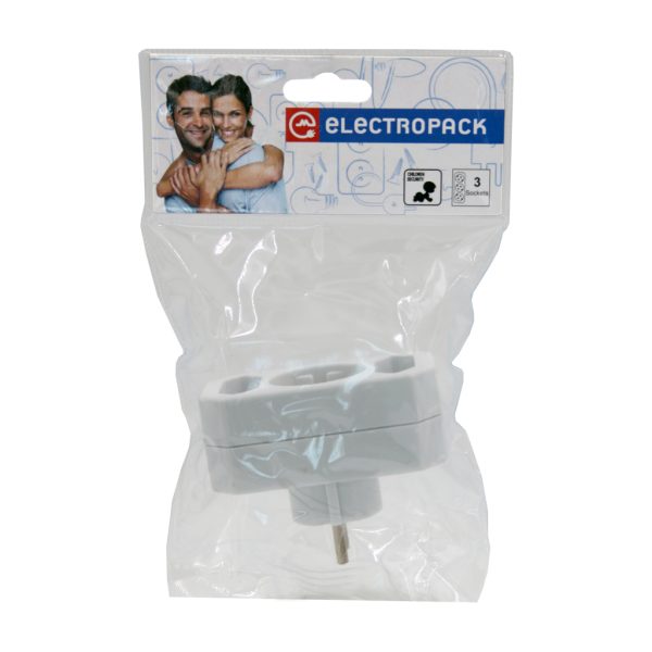 Adaptor 2x16A & 2X2.5A 250V with children protection PC material WHITE colour - Image 2