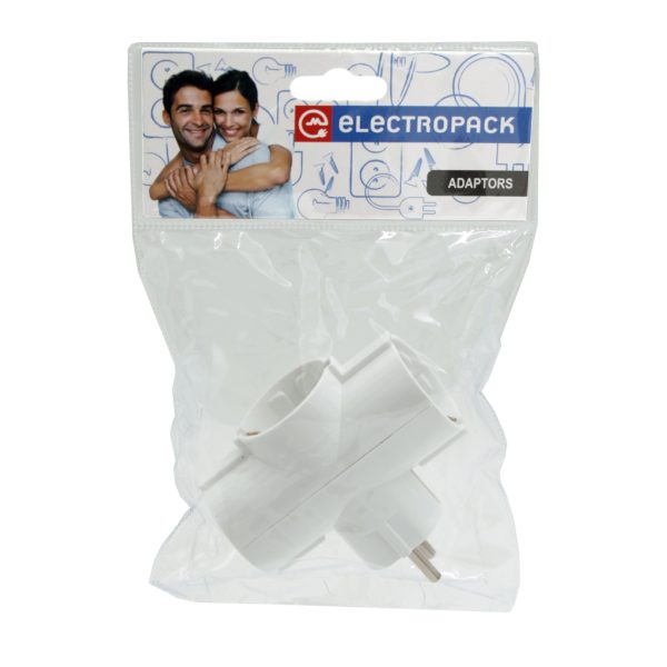 Adaptor Schuko White Electropack 3Χ16Α, children protection, Pvc bag with header - Image 2