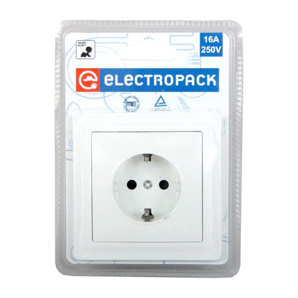 Πρίζα Σούκο Χωνευτή με Προστασία Παίδων16Α.Electropack Συσκευασία Blister Πιστοποίηση ΗΜΡΡ/03171 - Image 2