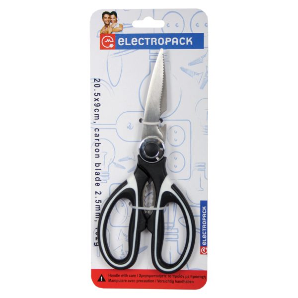 MULTI FUNCTION  SCISSOR 20.5 Χ 9cm, WITH BLADE THICKNESS 2.5mm, 102g, ELECTROPACK BLACK - Image 2