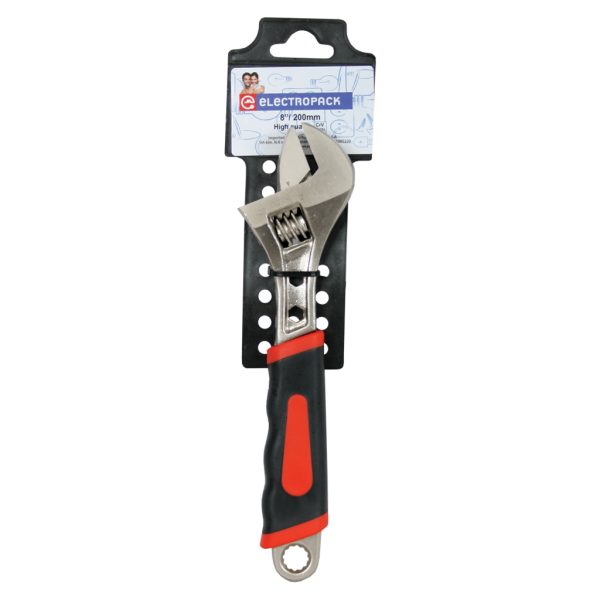 Adjustable wrench 8''/200mm, black&red rubber grip,Electropack - Image 2