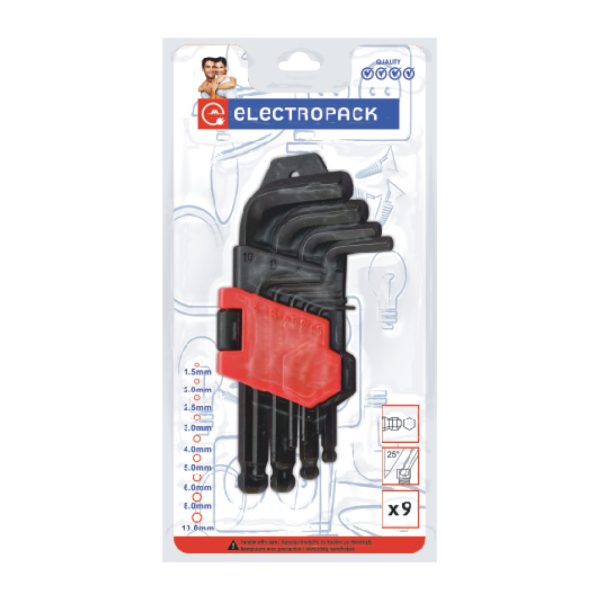 Kλειδιά ALLEN με Μπίλια ΣΕΤ 9τμχ 1.5-10mm Double blister Electropack - Image 2