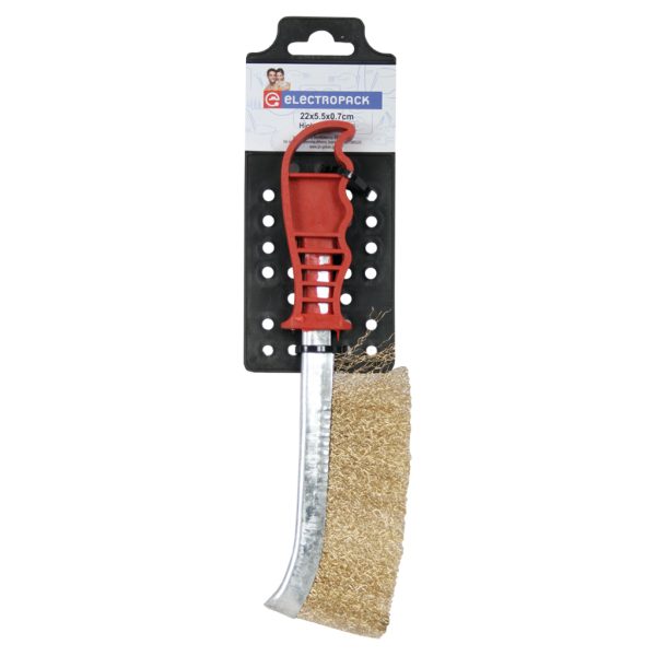 WIRE BRUSH WITH BRASS WIRE&RED PLASTIC HANDLE 22Χ5.5Χ0,7CM - Image 2