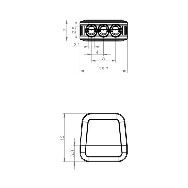 Push Wire Quick Connector 3P Orange 0.5-2.5mm2 Hard Wire 24Α 250V d15.7l16h7mm PC & Copper& ST 301 - Image 2