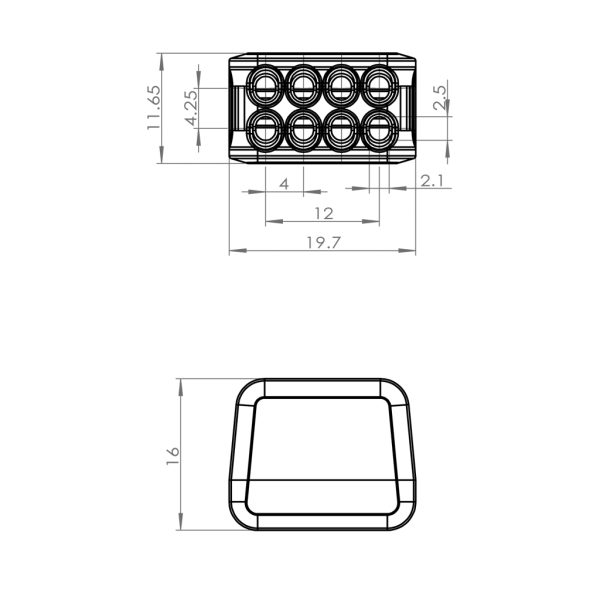 Push Wire Quick Connector 8P Grey 0.5-2.5mm2 Hard Wire 24Α 250V d19.7l16h11.65mm PC & Copper& ST 301 - Image 2