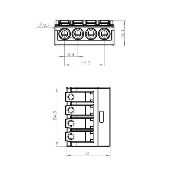Quick Connector With Lever 4P Transparent 0.2-4mm2 Hard Wire &  0.2-2.5mm2 Strand Wire 32Α 250V d24.3l18h10.3mm PC & Copper& ST 301 - Image 2