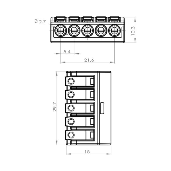 Quick Connector With Lever 5P Transparent 0.2-4mm2 Hard Wire &  0.2-2.5mm2 Strand Wire 32Α 250V d29.7l18h10.3mm PC & Copper& ST 301 - Image 2