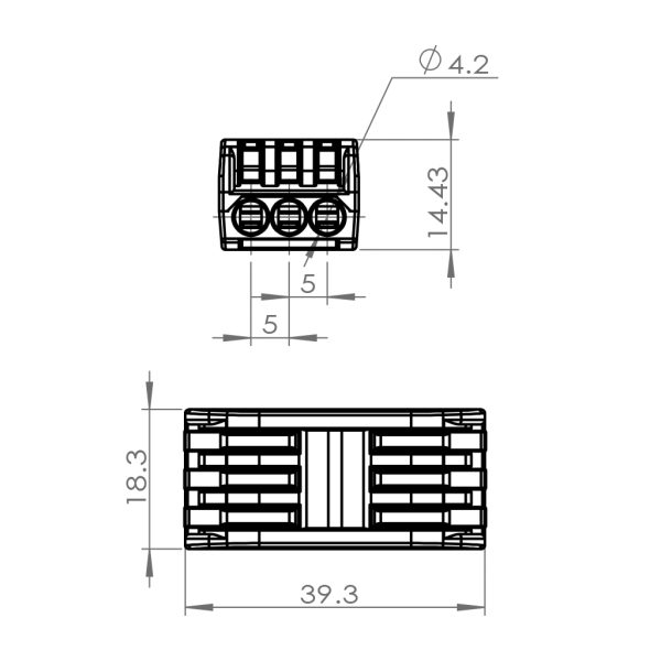 Κλέμμα Διακλάδωσης Με Μοχλό 3 σε 3 0.2-4mm2Μονόκλωνα & 0.2-2.5 mm2Πολύκλωνα 32Α 250V d18.3l39.3mm - Image 2