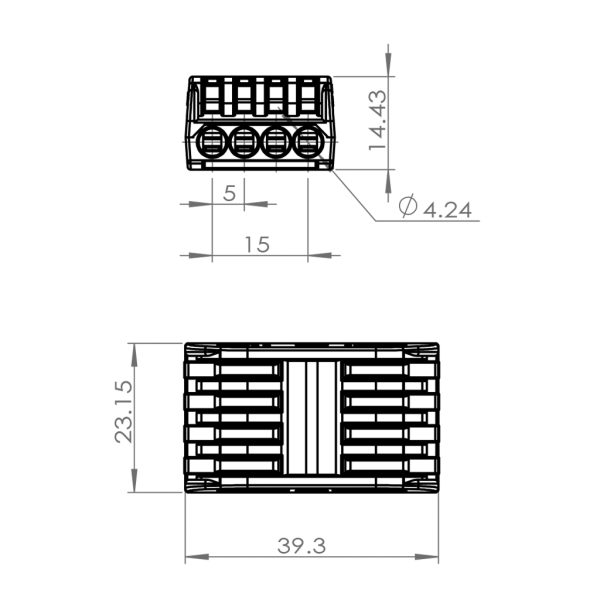 Κλέμμα Διακλάδωσης Με Μοχλό 4 σε 4 0.2-4mm2Μονόκλωνα & 0.2-2.5 mm2Πολύκλωνα 32Α 250V d23.15l39.3mm - Image 2