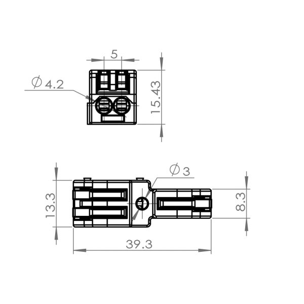 Κλέμμα Αντάπτορ Με Μοχλό 1 σε 2 0.2-4mm2Μονόκλωνα & 0.2-2.5 mm2Πολύκλωνα 32Α 250V d13.3l39.3mm - Image 2