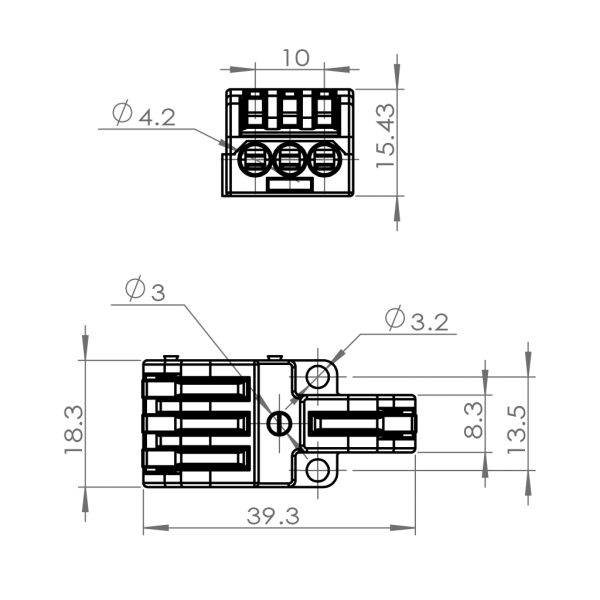 Κλέμμα Αντάπτορ Με Μοχλό 1 σε 3 0.2-4mm2Μονόκλωνα & 0.2-2.5 mm2Πολύκλωνα 32Α 250V d18.3l39.3mm - Image 2