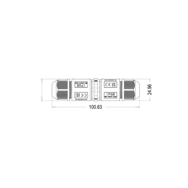 Στεγανός Σύνδεσμος Ευθεία 3x0.5-2.5mm2 IP68 24A M20 Πιστοποίηση ENEC - Image 4