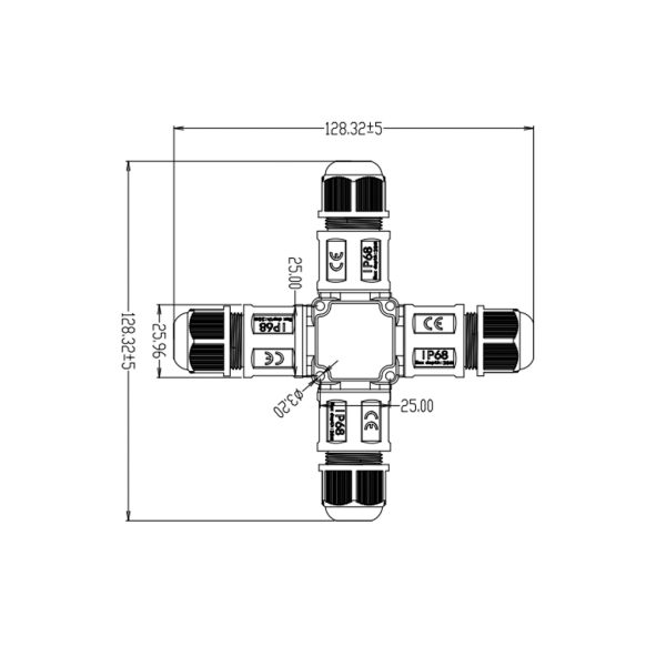 Στεγανός Σύνδεσμος Σταυρός 3x0.5-2.5mm2 IP68 24A M20 Πιστοποίηση ENEC Με Κλέμμα Ταχείας Σύνδεσης - Image 4