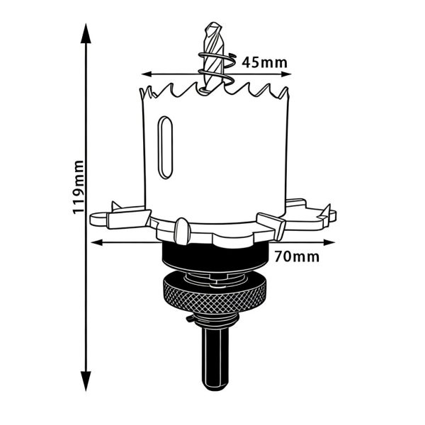 Trimless Tool For Fittings With Cutout 70/45mm, Drywall or Wood With Milling Depth of 3mm, Bi-Metal - Image 3