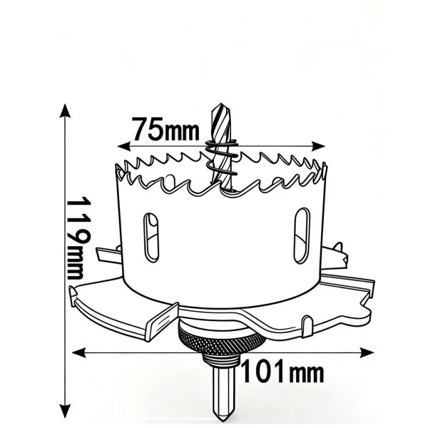 Trimless Tool For Fittings With Cutout 101/75mm, Drywall or Wood With Milling Depth of 3mm, Bi-Metal - Image 4