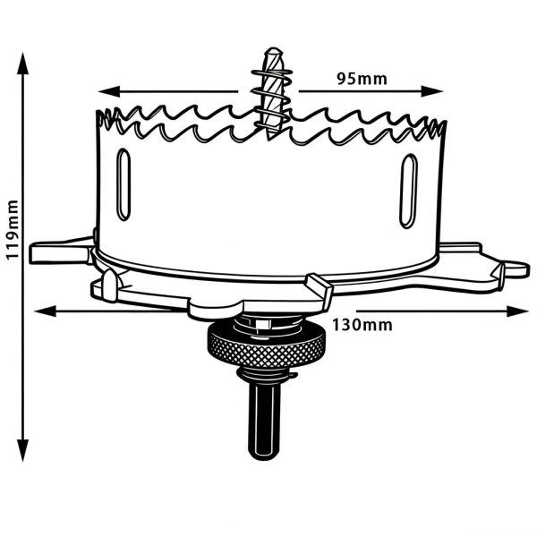 Trimless Tool For Fittings With Cutout 130/95mm, Drywall or Wood With Milling Depth of 3mm, Bi-Metal - Image 3