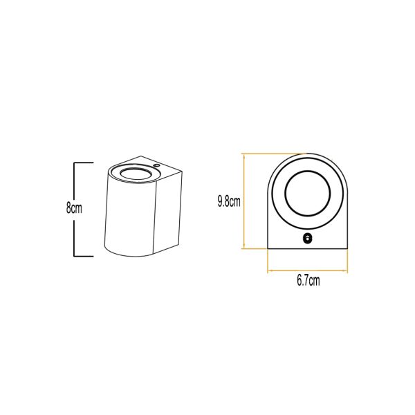 Wall Light Hip Gu10 IP44 Dark Grey Max35W h8w6.8d9.2cm - Image 2