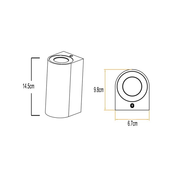 Επίτοιχο Φωτιστικό Hip 2xGU10 IP44 Ανθρακί Max2X20W h15w6.8d9.2cm - Image 2