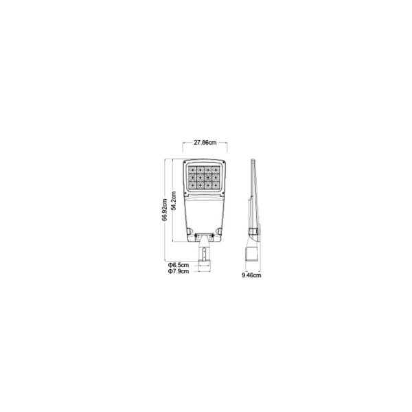 Street Light Aiolos Band 100W 4000K IP66 Dark Grey Surge Protection≥10KV,100-277VAC,7 Warranty,150x75°,710*325*140mm,Enec Certified - Image 3