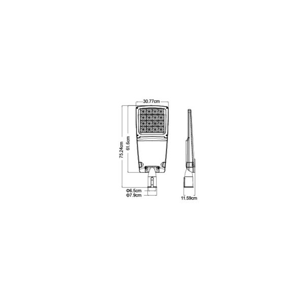 Street Light Aiolos Band 150W 4000K IP66 Dark Grey Surge Protection≥10KV,100-277VAC,7 Warranty,150x75°,752*308*116mm,Enec Certified - Image 3