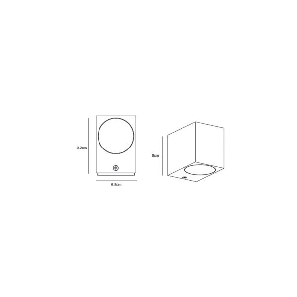 Επίτοιχο Φωτιστικό Hop GU10 IP44 Ανθρακί Max35W h8w6.8d9.2cm - Image 2