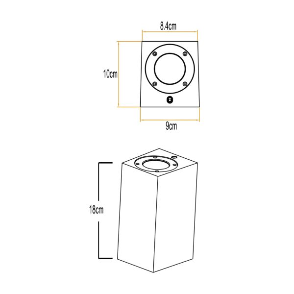 Επίτοιχο Φωτιστικό Sky Μαύρο Τσιμέντο IP65 2xGU10 max2x7w h18x10cm - Image 3