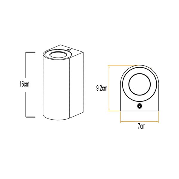Επίτοιχο Φωτιστικό Curba Ασημί IP44 GU10 max2Χ7W ABS+PC seaside class h16x7cm - Image 3