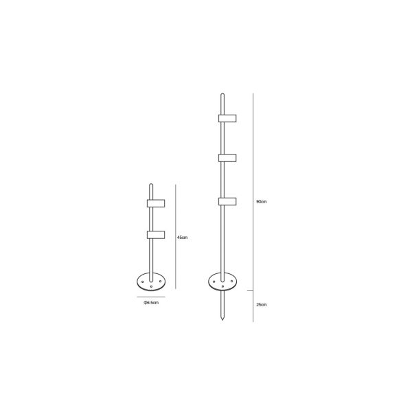 Die Cast Aluminium Pole Black h90cm d2cm with base d6.5cm and spike h25d1.2cm with 3 pcs of cable accessory - Image 4