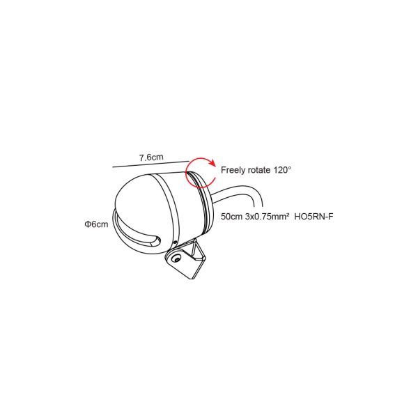 Φωτιστικό Brillo 3W 3000K Μαύρο 10° x 180° IP65 l7.6d6cm 230V H05RNF 3x0.75mm2,0.5m,Class I - Image 3