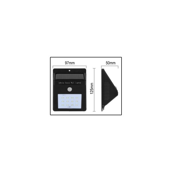 Solar Wall Light Luna Black 3W IP65 6400K - Image 3