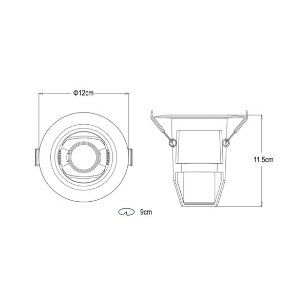 Recessed Downlight R63 E27 White Polypropylene (PP) d12cmxh11.5cm Seaside class Max10W Cutout 9cm - Image 3