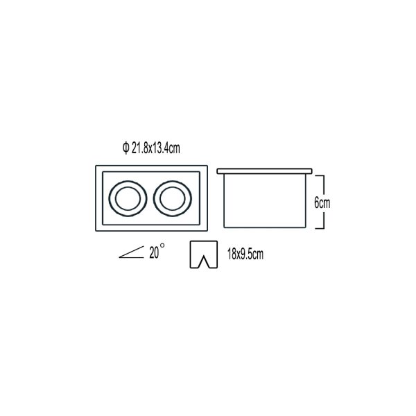 Χωνευτό Σποτ Dos 2x50W GU10 Ασημί - Μαύρο @ - Image 2