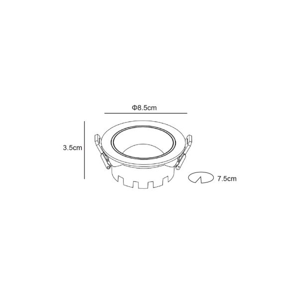 Χωνευτό Κινητό Φωτιστικό Low Λευκό 7W 3CCT 3000-4000-5000K 36° CRI>90 150mA 36V d8.5h3.5cm Κoπή7.5cm - Image 3