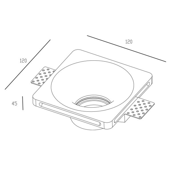 Χωνευτό Φωτιστικό Plaster 1 Τετράγωνο Λευκό Gu10 Max 35W d12w12h4.5cm Κοπή 12.2x12.2cmΓύψινο - Image 3