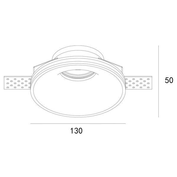 Χωνευτό Φωτιστικό Plaster 2 Στρογγυλό Λευκό Gu10 Max 35W d13h5cm Κοπή 13.2cm Γύψινο - Image 3
