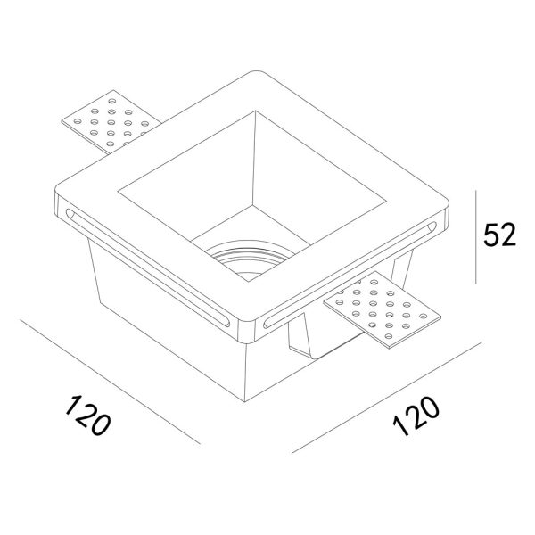 Χωνευτό Φωτιστικό Plaster 3 Τετράγωνο Λευκό Gu10 Max 35W d12w12h5.2cm Κοπή 12.2x12.2cmΓύψινο - Image 3