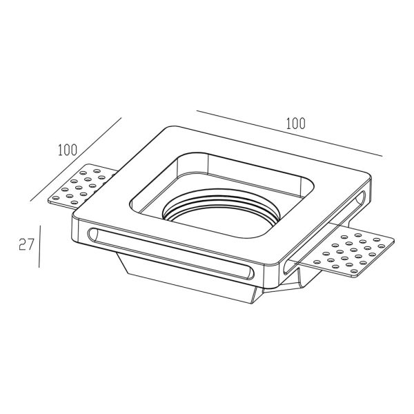 Χωνευτό Φωτιστικό Plaster 4 Τετράγωνο Λευκό Gu10 Max 35W d10w10h2.7cm Κοπή 10.2x10.2cmΓύψινο - Image 3