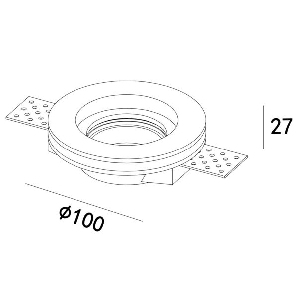 Χωνευτό Φωτιστικό Plaster 5 Στρογγυλό Λευκό Gu10 Max 35W d10h2.7cm Κοπή 10.2cm Γύψινο - Image 3