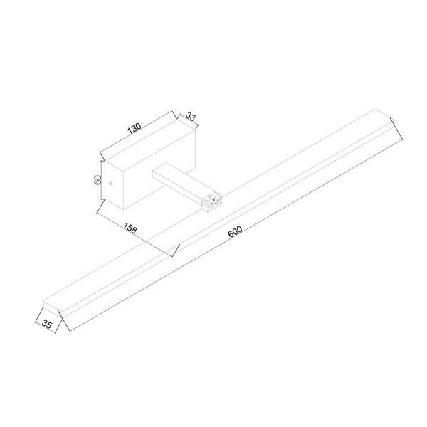 Φωτιστικό Led Capri 12W 3000K Black mat(sandy) IP44 60CM κινητό@@ - Image 3
