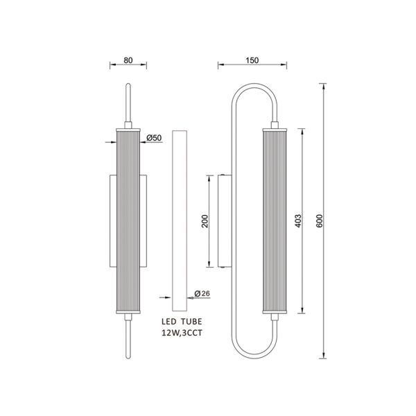 Φωτιστικό Led Liza 3CCT 12W 3000/4000/5000K Χρυσό Ματ IP44 (60*8*15cm) 100-277VAC2@@ - Image 3