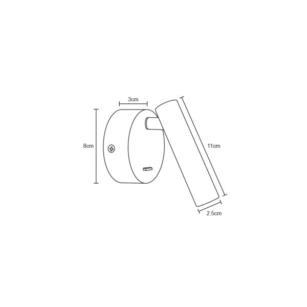 Light Fitting Vera Led 3W 3000K 25° White(Sandy) l11d2.5cm with Base d8w3cm,with Switch,220-240AC - Image 2