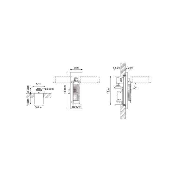 Recessed Wall Light Mara 3W 3000K 30° Black(Sandy)CRI90 With Switch h15.3w5d4.5cm 230V - Image 3