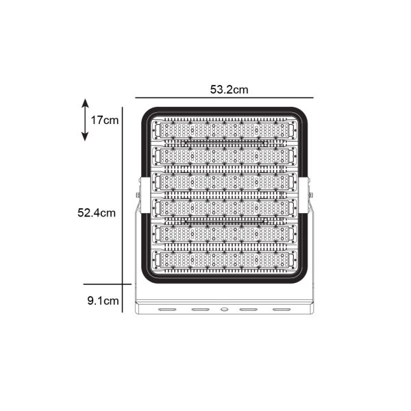 Προβολέας Γηπέδων Champion Led 600W 5000K 60° IP65 Ασημί 90-265V h52.4w53.2d17cm 5 Έτη Εγγύηση,6k.V. - Image 4