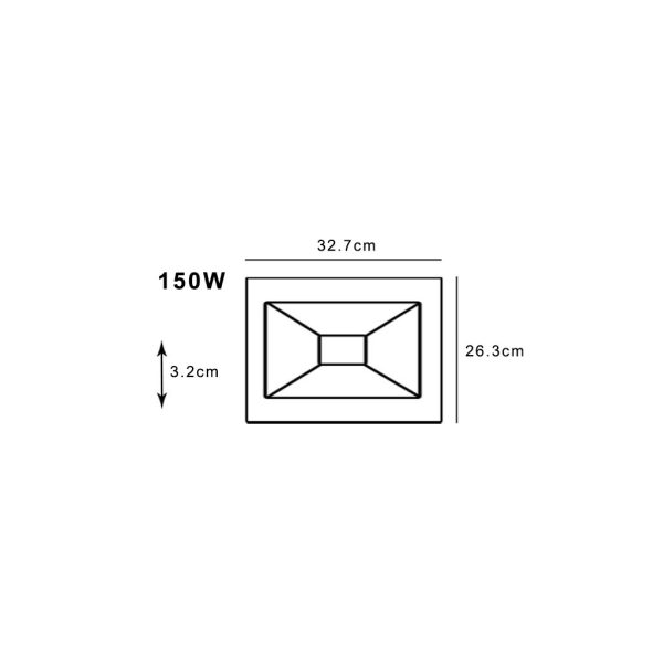 Προβολέας  Band  Led 150W 3CCT 3000-4000-6000K IP65 Μαύρος h26.3w32.7d3.2cm 110-265V - Image 2