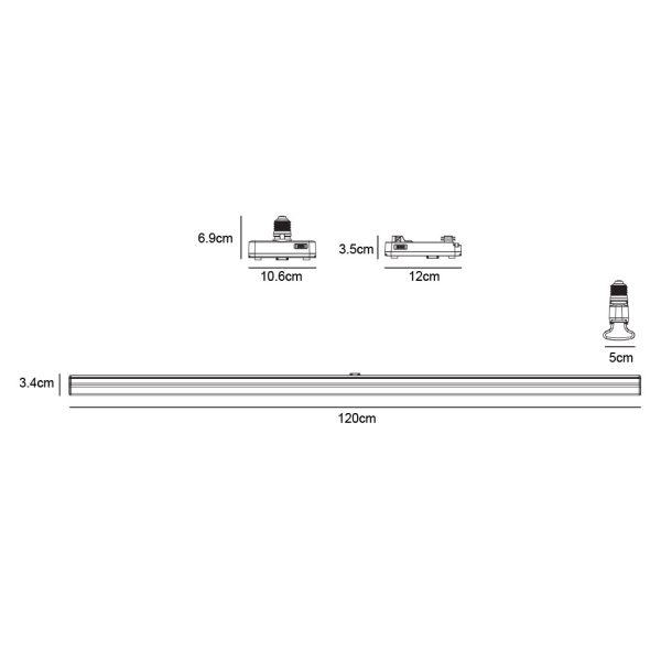 Γραμμικό Φωτιστικό Rino Led 36W120cm 3CCT Change 3000/4000/6500Κ,w5h3,4cm,120° - Image 3