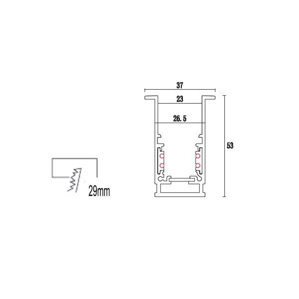 MAGNETIC TRACK RECESSED (TRIM) 1M BLACK 1.9-2mm COOPER - Image 3
